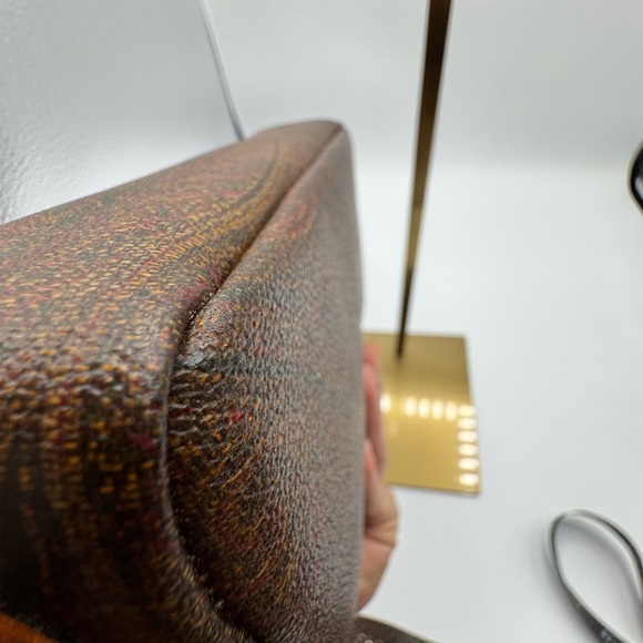 ETRO Milano Paisley Elegant Brown Leather Toiletry / Make Up Bag - Picture 13 of 15